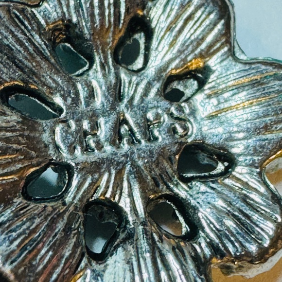 Chaps Silver Tone Flower Drop Earrings - Picture 3 of 3